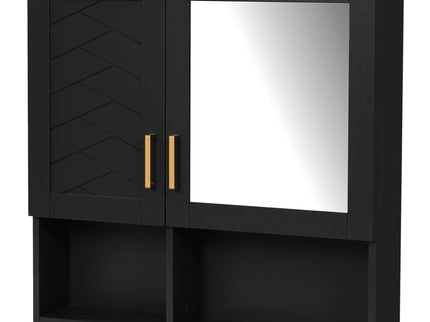 2 In 1 Wall-Mounted Mirror Cabinet With Adjustable Shelves, Soft-Close Doors, High-Definition Mirror & Storage