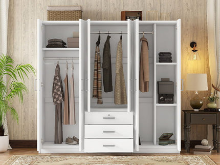6 Doors Wardrobe Storage For Bedroom, With Big Drawers