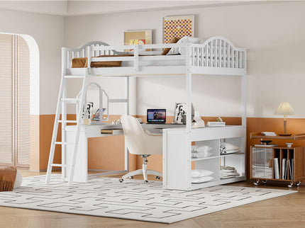 Loft Bed With Drawers, Cabinet, Shelves With Desk