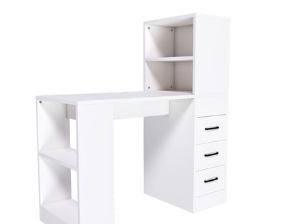 Computer Desk With 4 In 1 Socket & 3 Drawers, 4 Tier Shelves