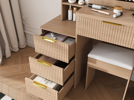 Modern Vanity Desk With 3 LED Lighting Modes, 4 Drawers