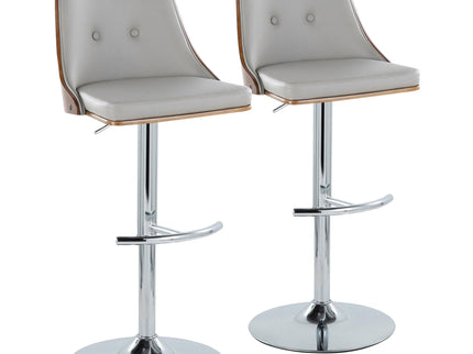Gianna - Mid Century Modern Adjustable Barstool With Swivel With Rounded T Footrest (Set of 2)
