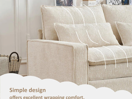 Modern Comfy L Shaped Sectional Sofa With Movable Ottoman