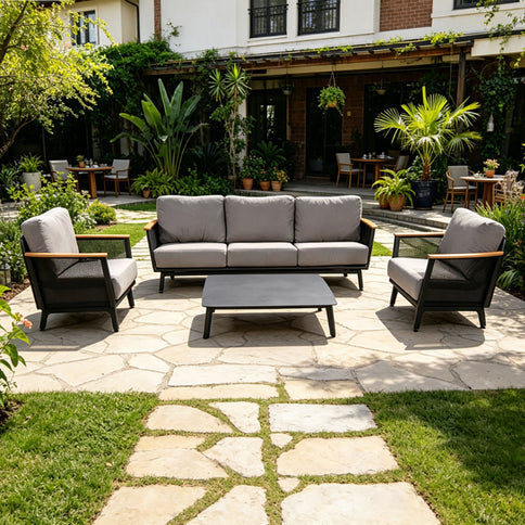 Sofa Set With Armrests - Black