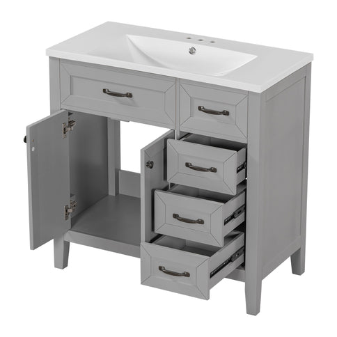 Modern Bathroom Vanity With Sink, Freestanding With Drawers And Doors