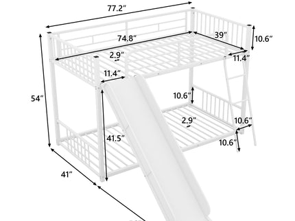 Metal Bunk Bed With Slide, Durable Steel Frame