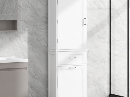 Tall Freestanding Bathroom Storage Cabinet With Adjustable Shelf And 2 Drawers