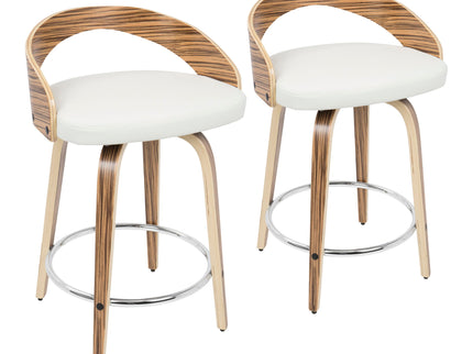 Grotto - Contemporary Fixed Height Counter Stool & Swivel With Round Footrest (Set of 2)