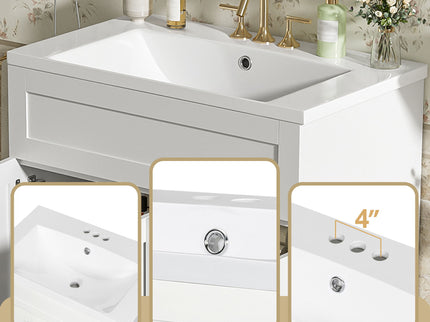 Bathroom Vanity With 2 Doors, 2 Drawers, Adjustable Shelf, Hidden Slides & Soft Close Hinges