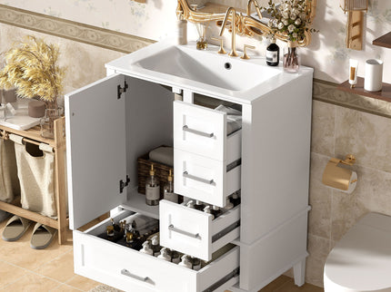 Bathroom Vanity, Modern Bathroom Cabinet With Sink Combo Set, Bathroom Storage Cabinet With A Soft Closing Door And 3 Drawers, Solid Wood Frame