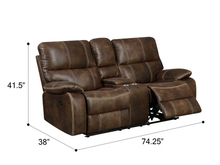 Power Reclining Loveseat - Brown - Fabric