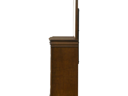 Leonide - 9 Drawer Dresser With Mirror - Cherry
