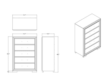 Adelaide - Chest 5 Drawer Storage Unit