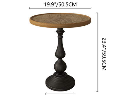 Round End Table With Pedestal Base - Natural Wood