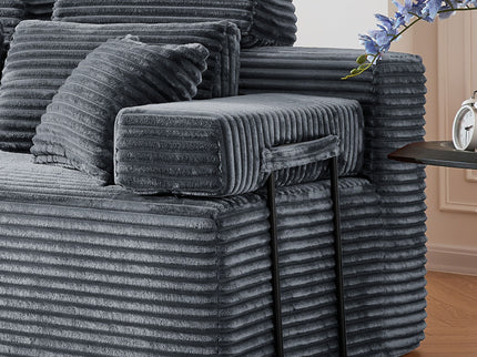 Sectional Sleeper Sofa & Storage Pockets, Modular Couch With Throw Pillows For Living Room
