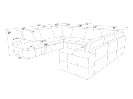 Modern Sectional Sofa With Large Square Arms
