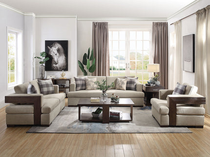 Niamey - Sofa With 4 Toss Pillows - Walnut