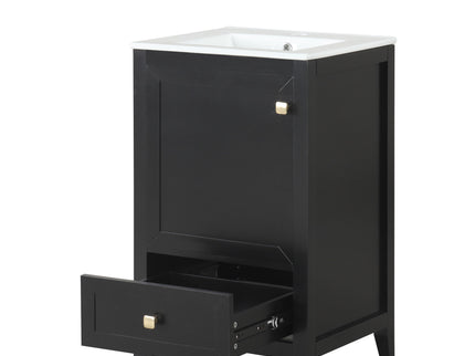 20" Bathroom Vanity With Sink Cabinet With Soft Closing Door, Drawer & Storage Rack - Black