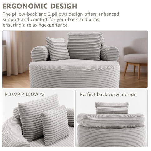 Round Sofa Bed With 3 Pillows For Living Room