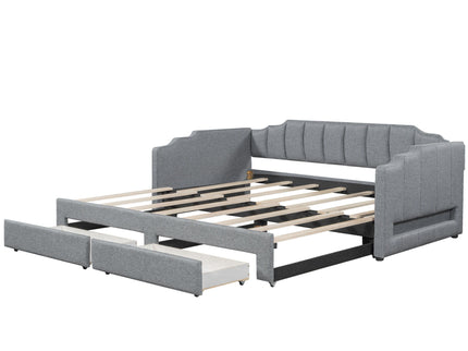 Extendable Daybed With LED Light And 2 Storage Drawers