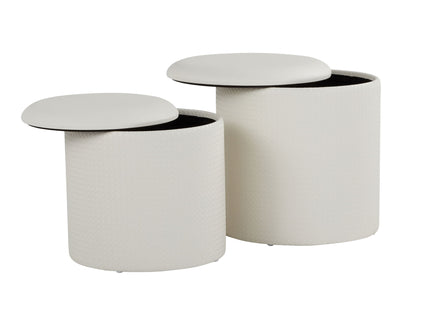 Maverick - Contemporary Nesting Ottoman Set With - Cream