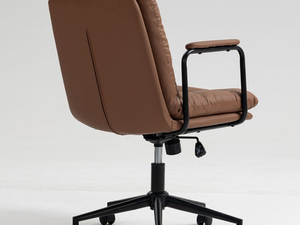Office Chair, Mid Back Home Office Desk Task Chair With Wheels And Arms Ergonomic Computer Rolling Swivel Chair With Padded Armrest