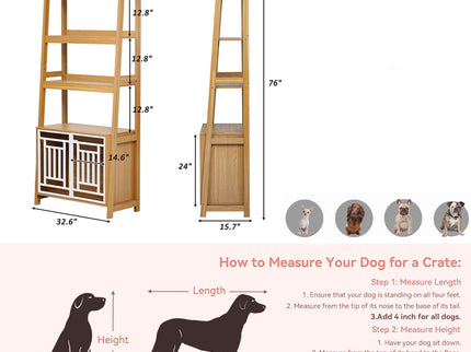 Modern Furniture Style 2 In 1 Pet Friendly Dog Crate Ladder Bookcase - Ancient Oak