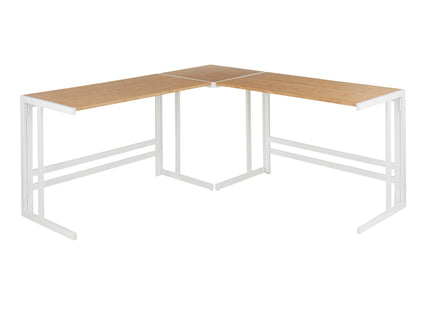 Roman - Industrial L Shaped Desk - White / Natural