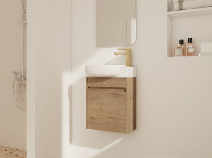 Modern Bathroom Vanity With Ceramic Basin, Wall Mounted Floating Sink Combo, Storage Cabinet