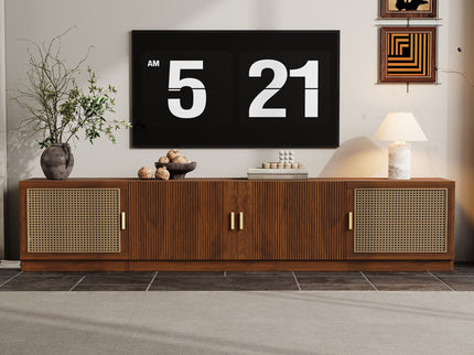 78" TV Stand For TVs Up To 85", Media Console, Adjustable Shelves - Walnut