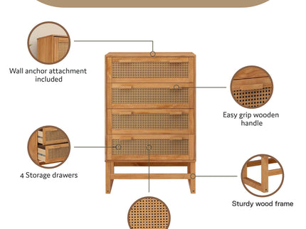 Talo - 4 Drawer Dresser - Natural