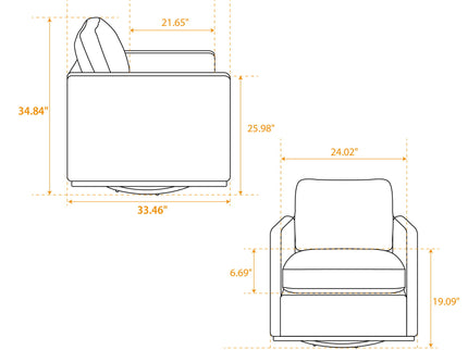 Modern Square Upholstered Swivel Accent Chair With Metal Base