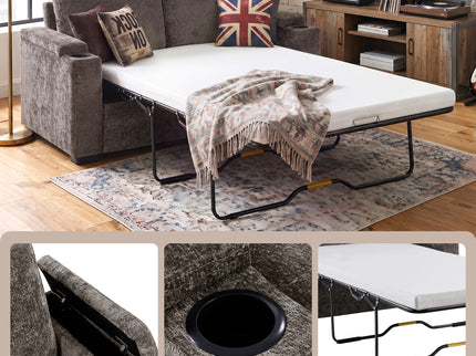 Pull Out Sofa Bed Loveseat With Twin Mattress, Cup Holders And Arm Storage