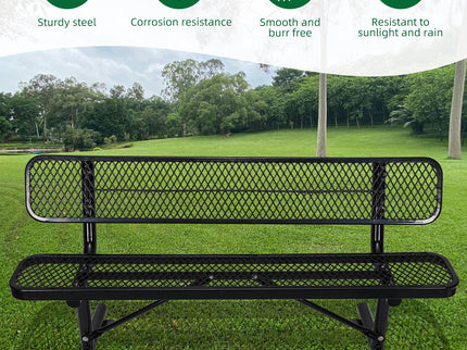 Outdoor Steel Bench With Backrest