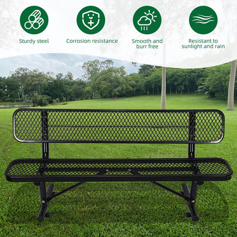 Outdoor Steel Bench With Backrest