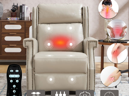 Manual Recliner Chair With Heavy Duty Motion Mechanism, 8 Vibrating Nodes And 3 Massage Modes For Living Room