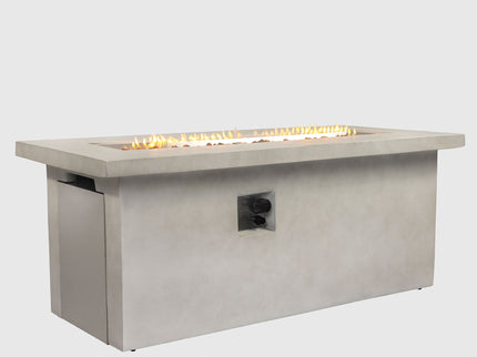 Rectangular Propane Gas Fire Pit Table With 60000 Btu For Outdoor Spaces - Light Gray