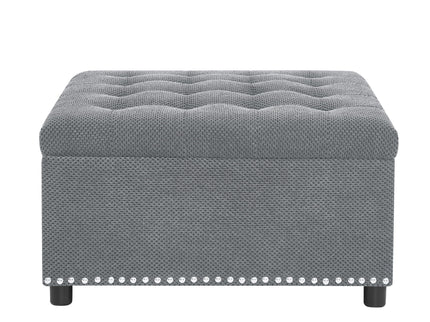 Square Tufted Storage Ottoman With Nailhead Trim