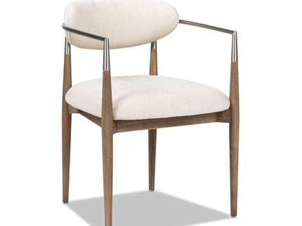 Artemis - Mixed Material Upholstered Dining Arm Chair - Warm White