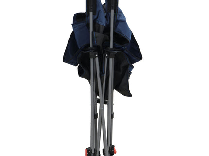 Outdoor Camping Chair With 3 Level Reclining, Side Pockets & Cup Holder, Folding With Carry Bag - Dark Blue