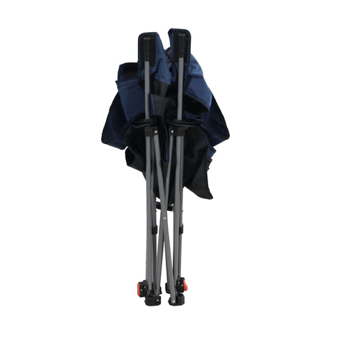 Outdoor Camping Chair With 3 Level Reclining, Side Pockets & Cup Holder, Folding With Carry Bag - Dark Blue