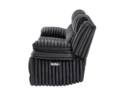 Winston - Power Reclining Sofa With LED Lighting, Hidden Drawer, And Drop Down Table - Black