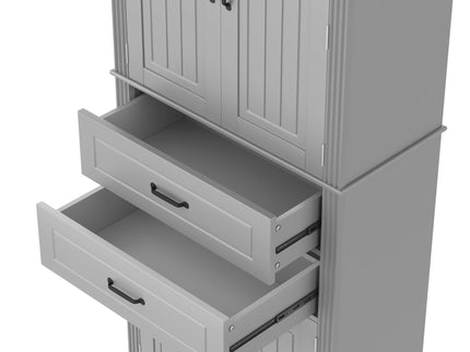 Multi Functional Storage Cabinet With Adjustable Shelves, 2 Drawers, Door Shelves