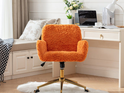 Office Chair, Artificial Rabbit Hair Home Office Chair With Metal Base, Adjustable Desk Chair Swivel Office Chair, Vanity Chair
