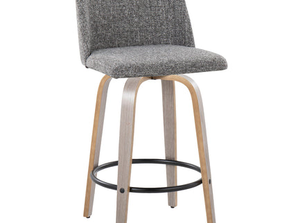 Toriano - Contemporary Fixed Height Counter Stool With Swivel & Round Footrest (Set of 2)