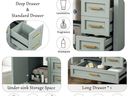 Bathroom Vanity, Modern Bathroom Cabinet With Sink Combo Set, Bathroom Storage Cabinet With A Soft Closing Door And 3 Drawers, Solid Wood Frame