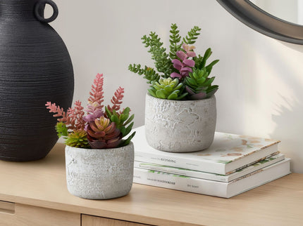 Artificial Succulent, Table Decor (Set of 2) - Green / Gray - Plastic
