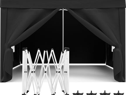 10'X10' Folding Canopy With 4 Removable Sidewalls Outdoor Event Shelter UPF 50+ Gazebo Portable Tents For Parties Beach Camping Wedding Ez Pop Up Canopy 4 Pieces Weight Bag + Carry Bag