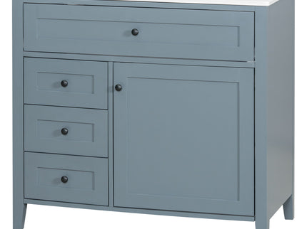Bathroom Vanity With Sink, 3 Drawers & Cabinet With Adjustable Shelves