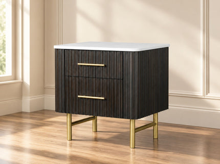 Clayten - Nightstand - Espresso / White Marble
